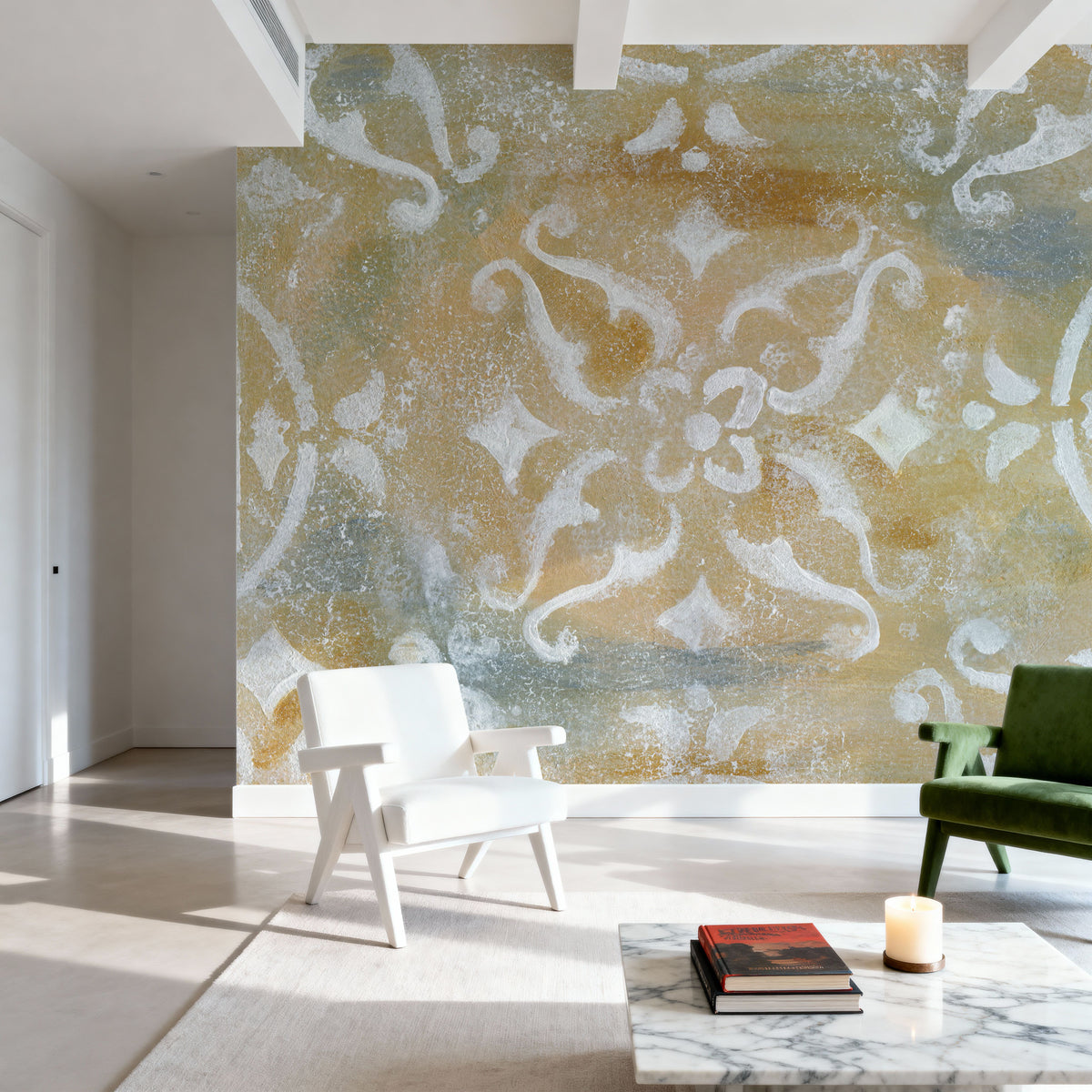 Gold Tapestry Mural Wallpaper - room preview 02