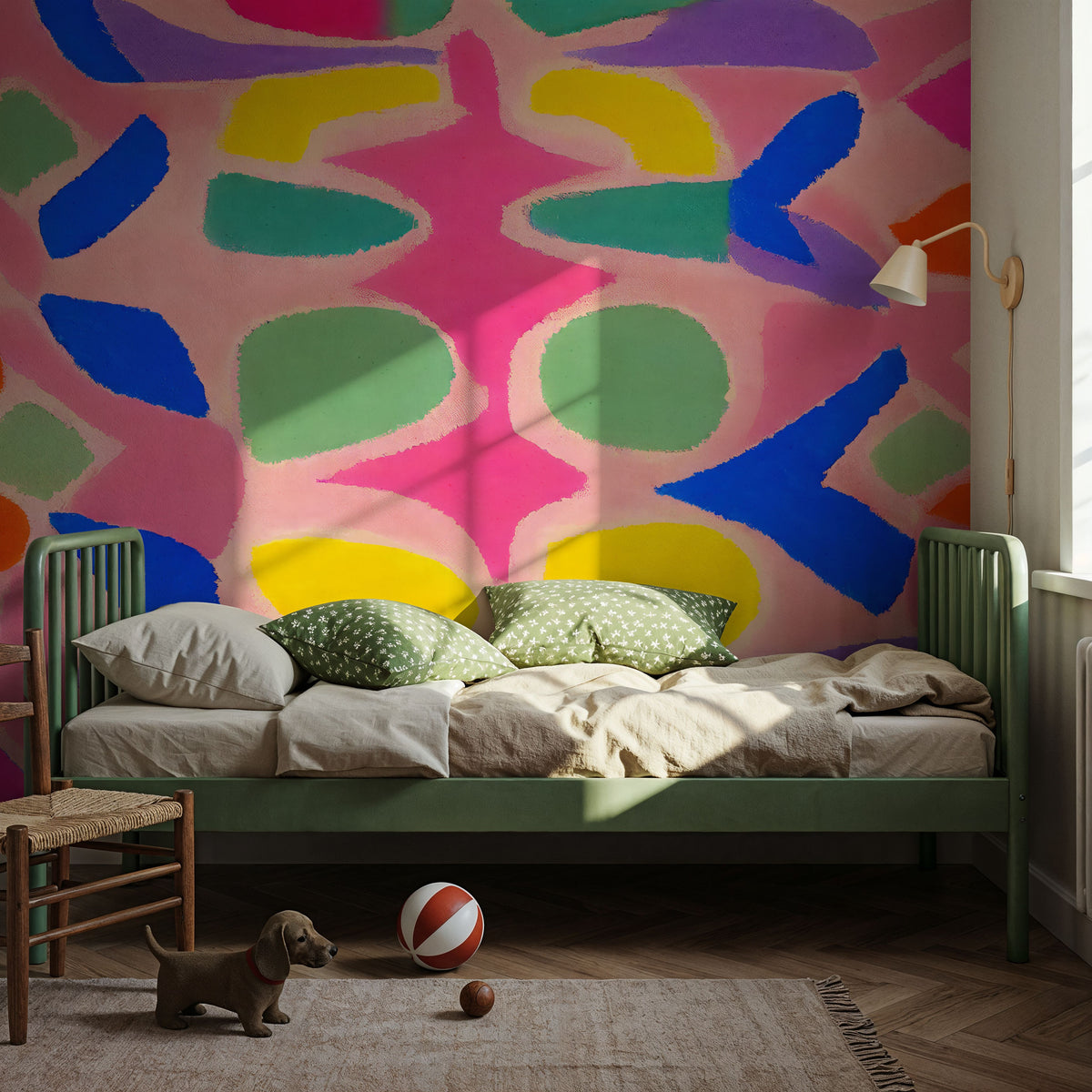 Pastel Neon Pattern Mural Wallpaper - room preview 02