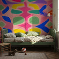 Pastel Neon Pattern Mural Wallpaper - room preview 02