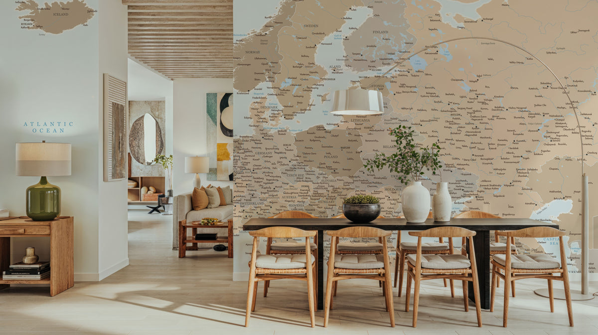 Europe Map Detailed - Lincoln Mural Wallpaper - room preview 02