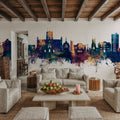 St Albans England Skyline Blue & Bronze Mural Wallpaper - room preview 02