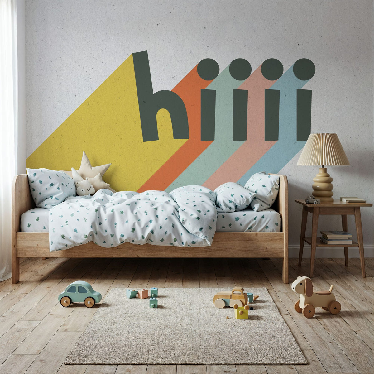 Hiiii Rainbow Mural Wallpaper - room preview 02