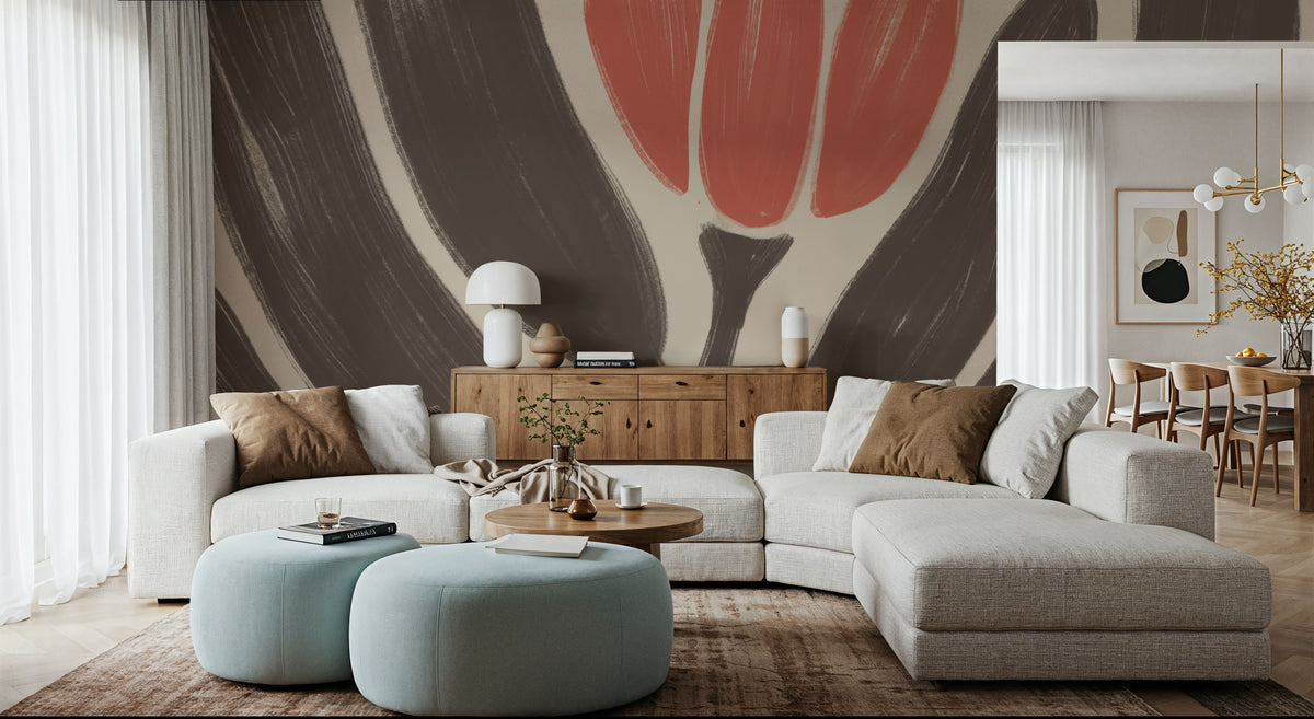 Simple Flowers I Mural Wallpaper - room preview 02
