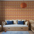 Retro Bold Butterflies, Orange Mural Wallpaper - room preview 02