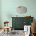 Kala Flowers White on Mint Mural Wallpaper - room preview 02