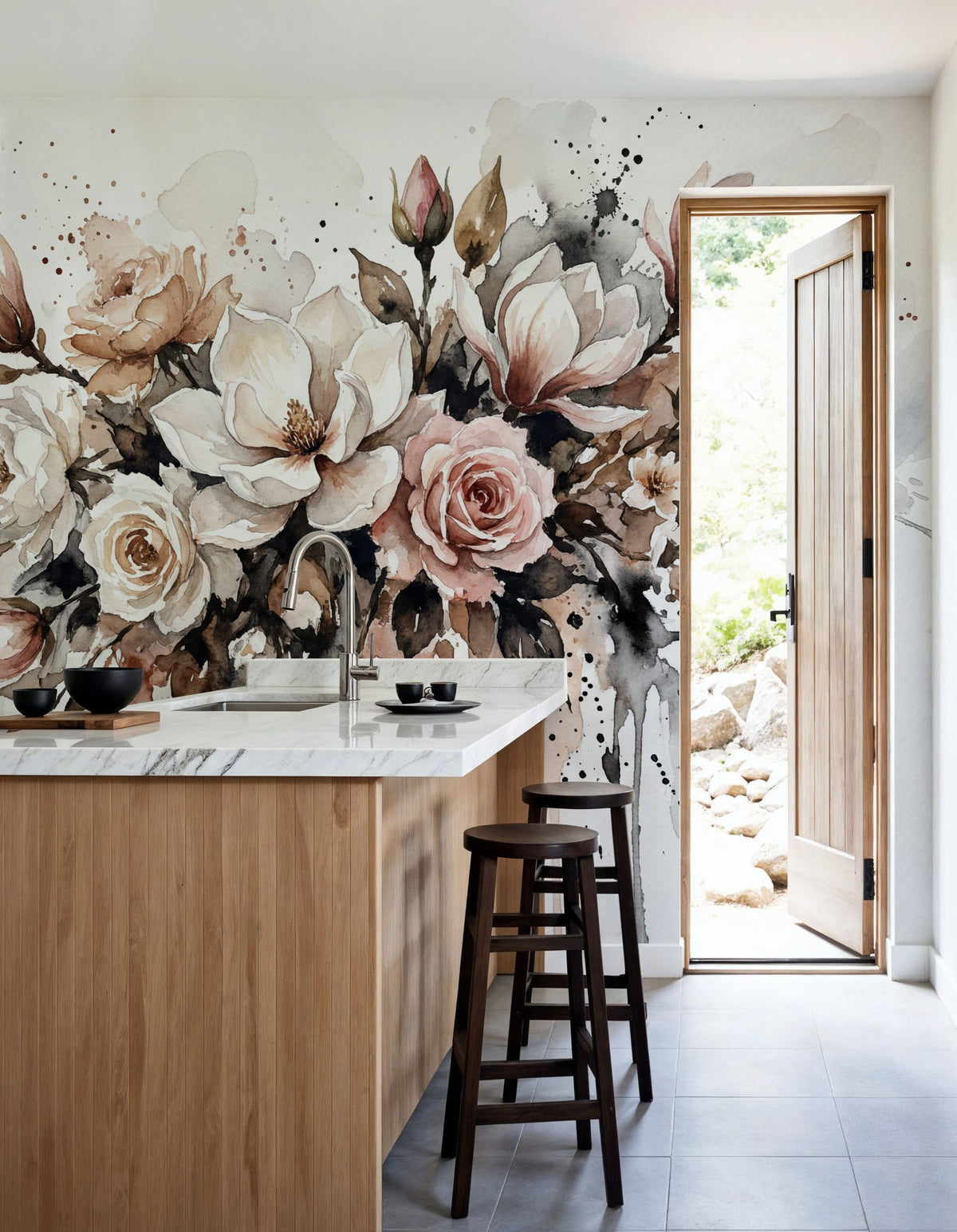 Spring Bouquet - Watercolor Flower Series Mural Wallpaper - room preview 02