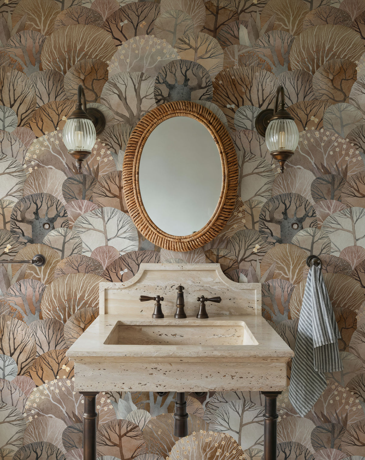 Fantasy Treetops, Beige Earth Mural Wallpaper - room preview 02
