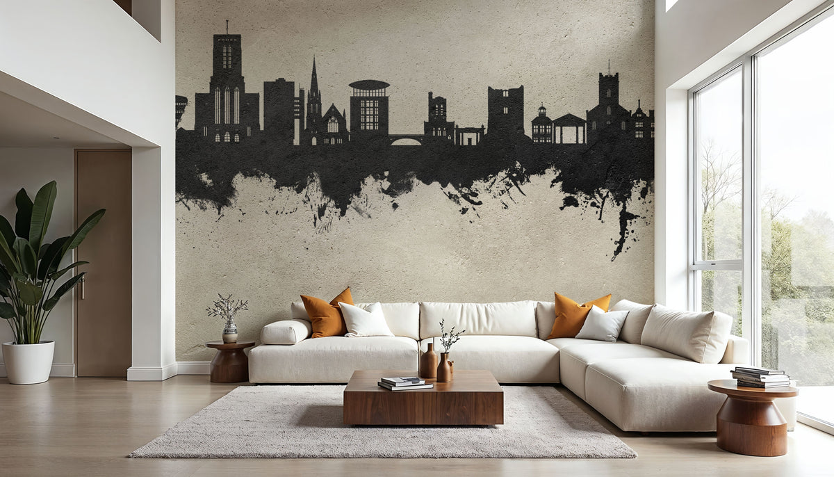 Guildford England Skyline Concrete Mural Wallpaper - room preview 02