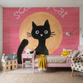 Scaredy Cat Pink Mural Wallpaper - room preview 02