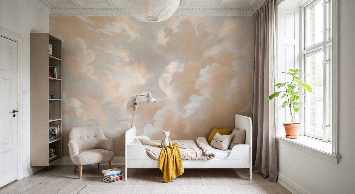 Clouding, Sepia Mural Wallpaper - room preview 02