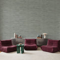 Faux Grasscloth with Visible Seams, Stone Grey Mural Wallpaper - room preview 02