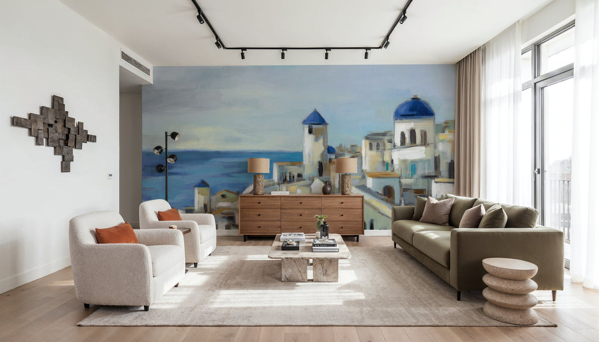 Santorini Strokes Mural Wallpaper - room preview 02
