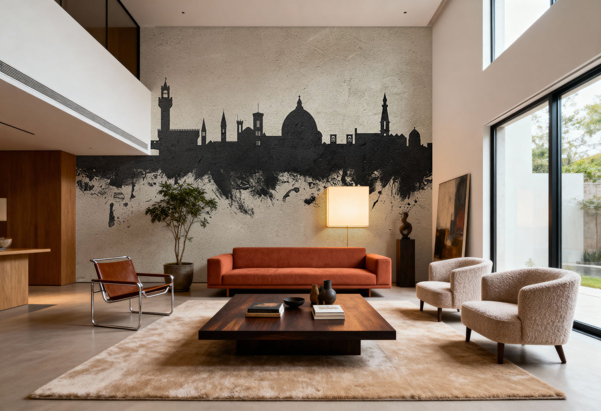 Florence Italy Skyline Concrete Mural Wallpaper - room preview 02