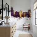 Magdeburg Germany Skyline Purple & Gold Mural Wallpaper - room preview 02