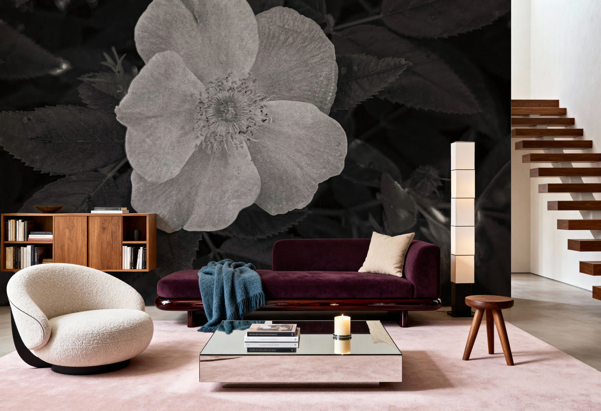 Wild Rose BW II Mural Wallpaper - room preview 02