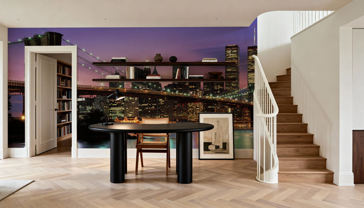 Brooklyn Bridge Twilight Mural Wallpaper - room preview 02