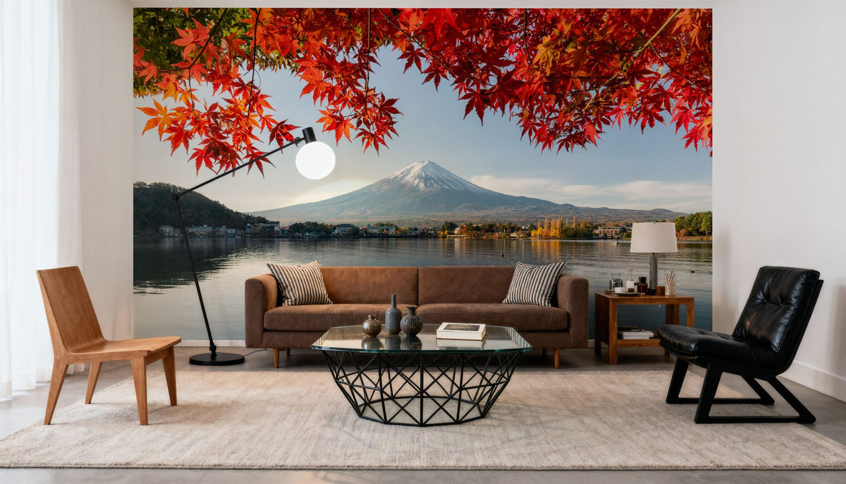 Mount Fuji Fall Mural Wallpaper - room preview 02