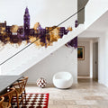 Murcia Spain Skyline Purple & Gold Mural Wallpaper - room preview 02