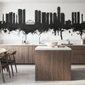 Tel Aviv Skyline Black & White Mural Wallpaper - room preview 02