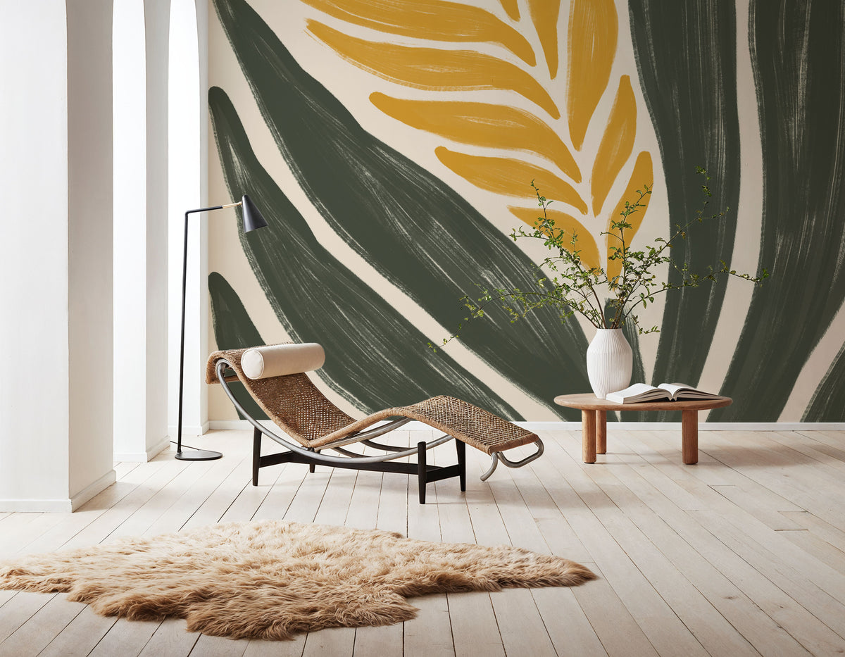Simple Flowers II Yellow Mural Wallpaper - room preview 02