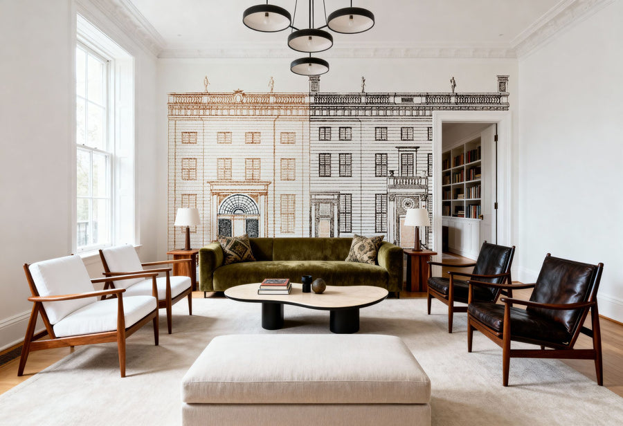 Vintage Wallpaper Mural – Retro Wall Mural – Amsterdam Canal Houses I