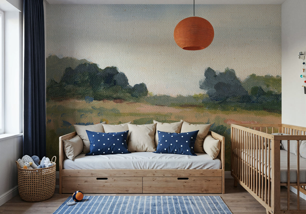 Blue Meadow Mural Wallpaper - room preview 02