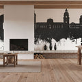 Darmstadt Skyline Black & White Mural Wallpaper - room preview 02