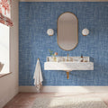 Mottled Linen Effect, Sky Blue Mural Wallpaper - room preview 02
