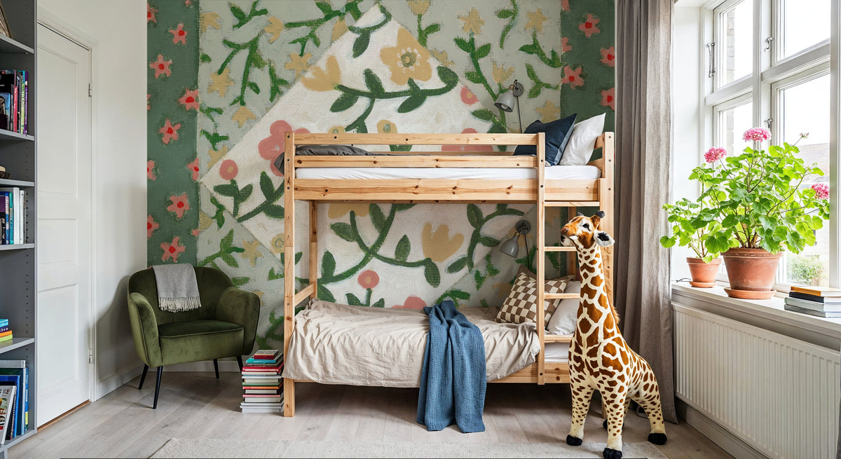 Quilted Floral I Mural Wallpaper - room preview 02