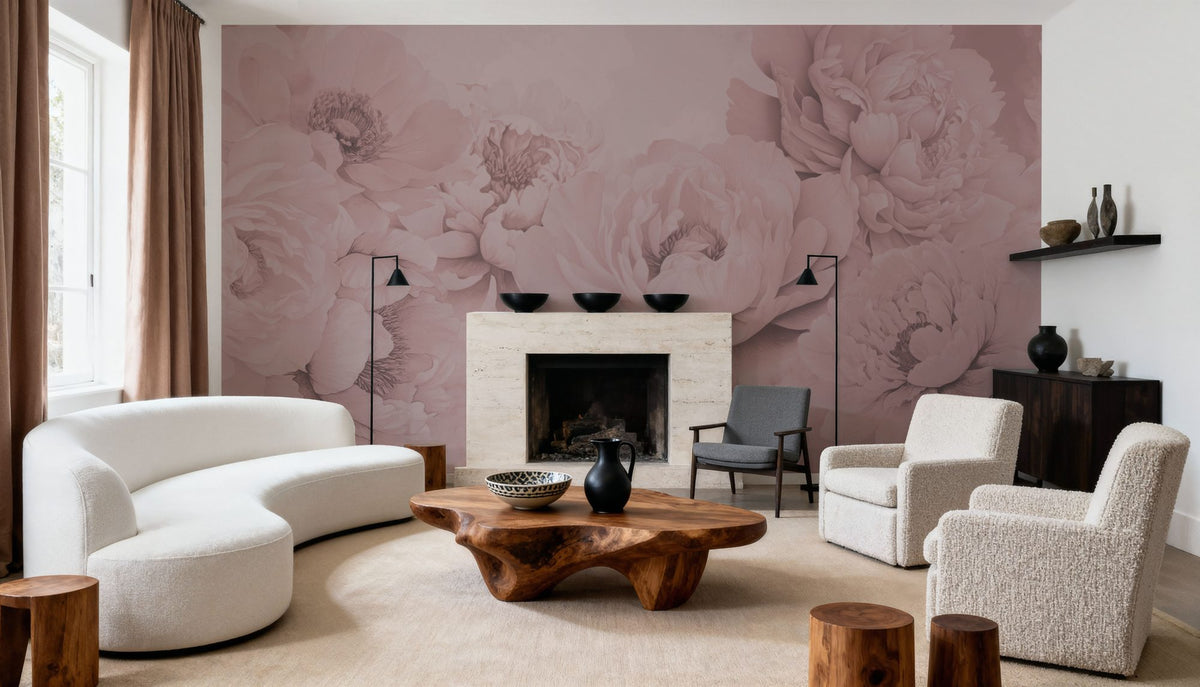 Transcendent Peony, China Rose Mural Wallpaper - room preview 03