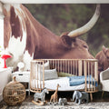 Longhorn Pasture Pair Mural Wallpaper - room preview 02