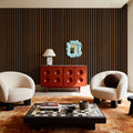 Faux Slatted Wood Panel Mural Wallpaper - room preview 02