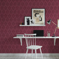Bohemian Leaves Burgundy Mural Wallpaper - room preview 02