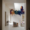 Montgomery Alabama Skyline Blue & Bronze Mural Wallpaper - room preview 02