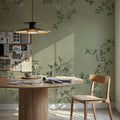 Rambling Rose, Ivory on Jade Mural Wallpaper - room preview 02