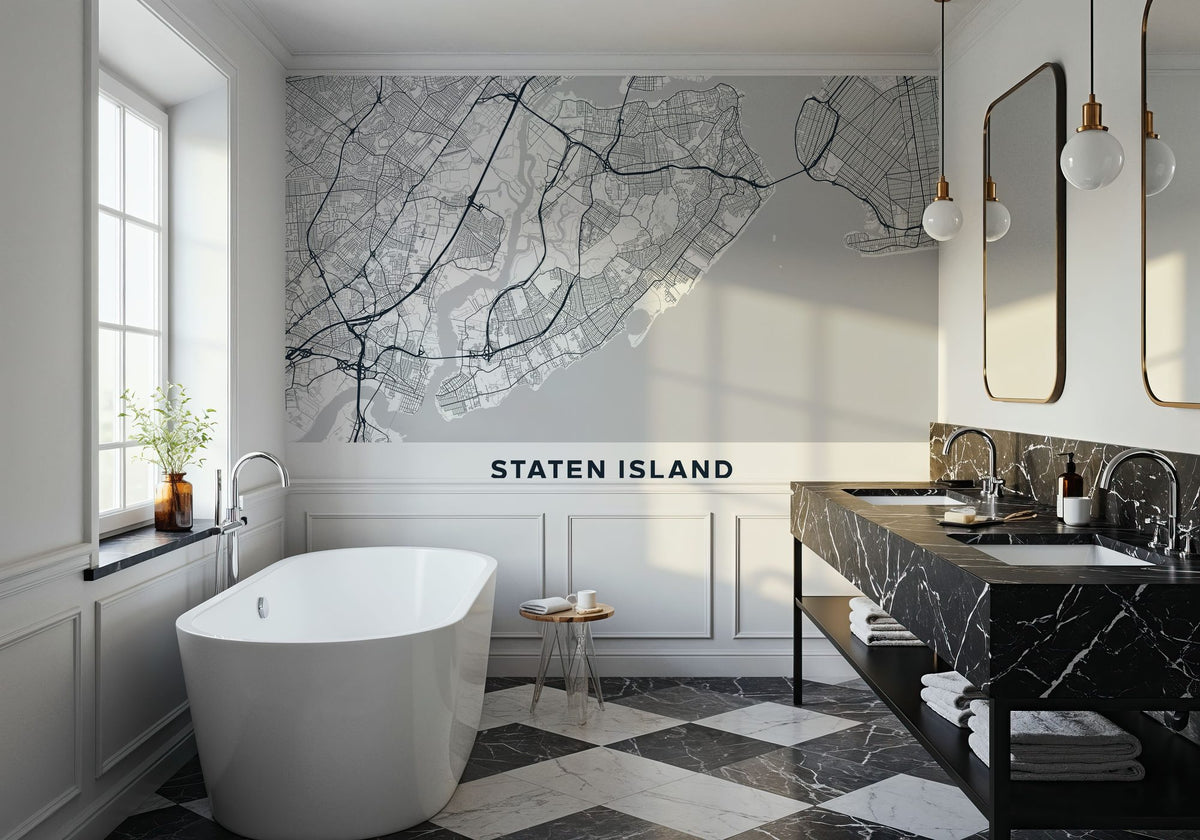 Map of Staten Island Mural Wallpaper - room preview 02