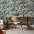 Greenwood Linden, Soft Teal Mural Wallpaper - room preview 02