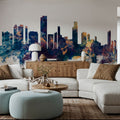 Honolulu Hawaii Skyline Blue & Bronze Mural Wallpaper - room preview 02