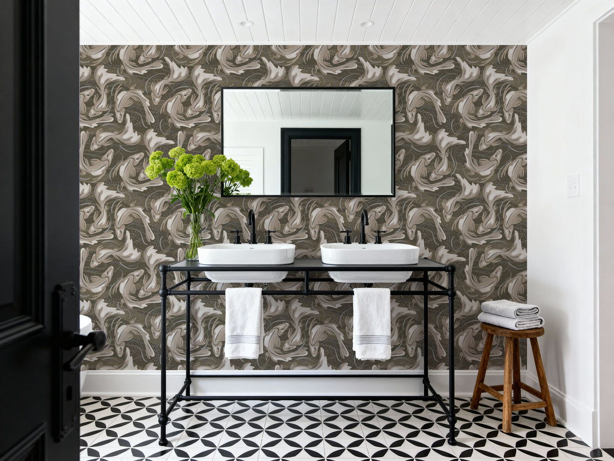 Koi Fish, Sand Mural Wallpaper - room preview 02