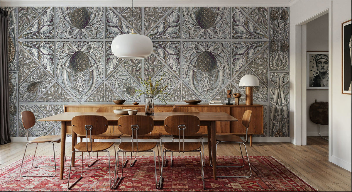 Pineapple Deco Mural Wallpaper - Neutral Tone - room preview 02