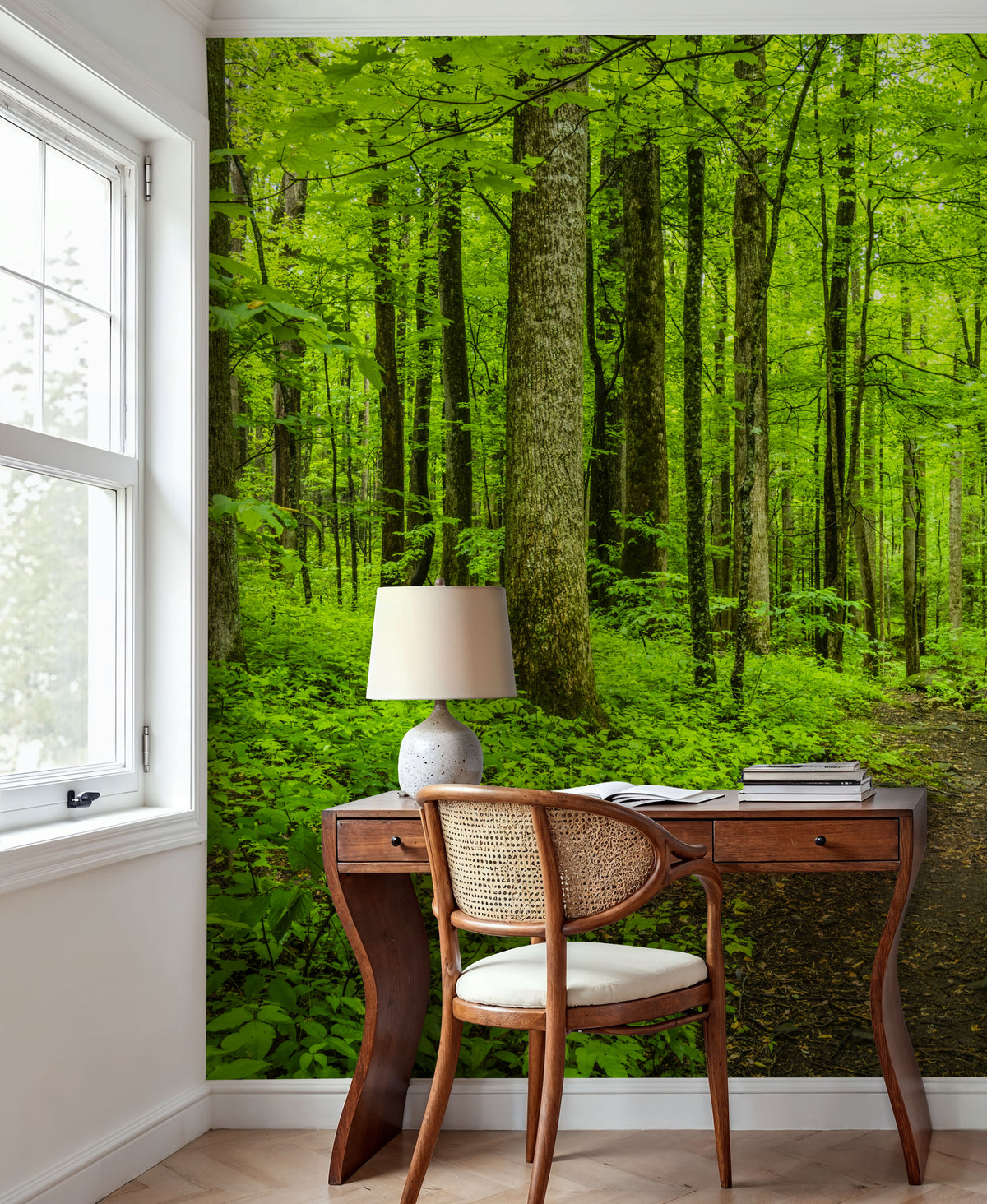 Emerald Woodland Path Mural Wallpaper - room preview 02