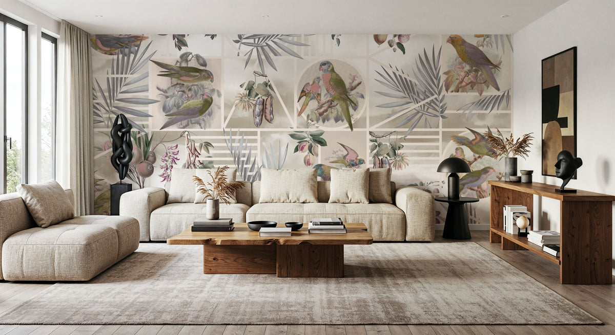 Parrots Study Mural Wallpaper - room preview 02