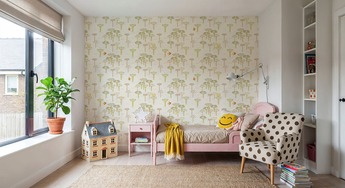 Moonlight Forest, Yellow Mural Wallpaper - room preview 02