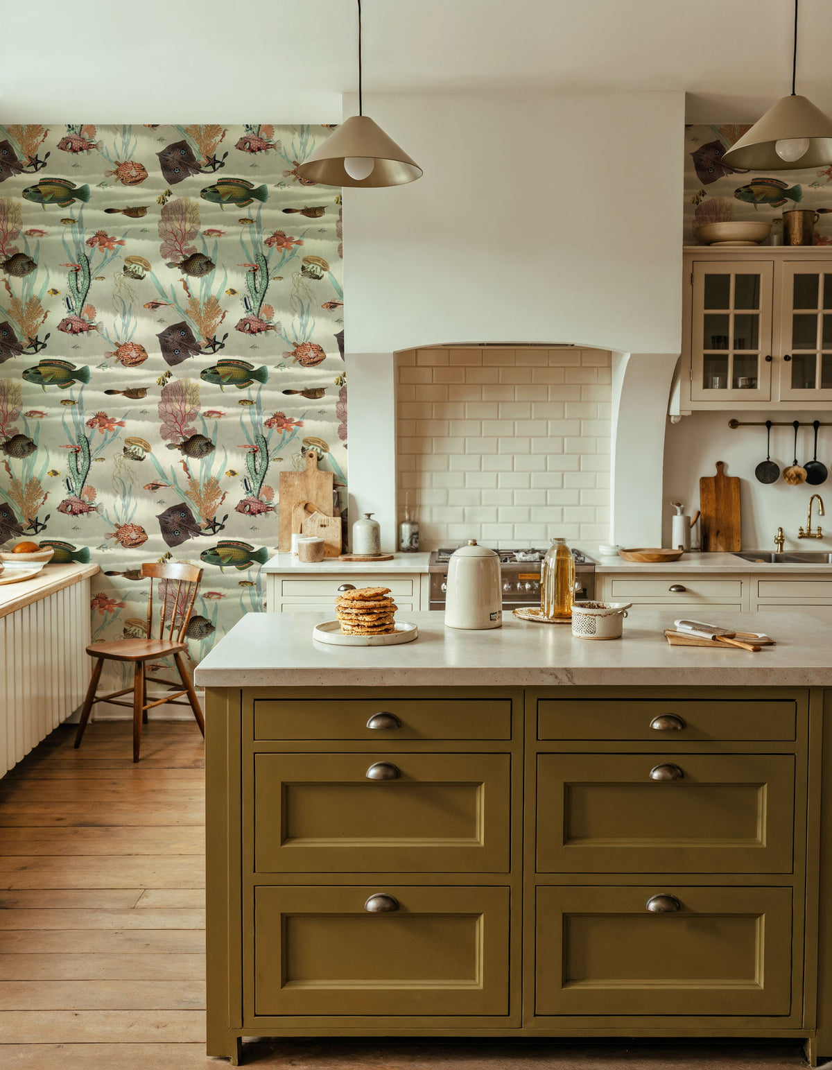 Under the Surface White Mural Wallpaper - room preview 02