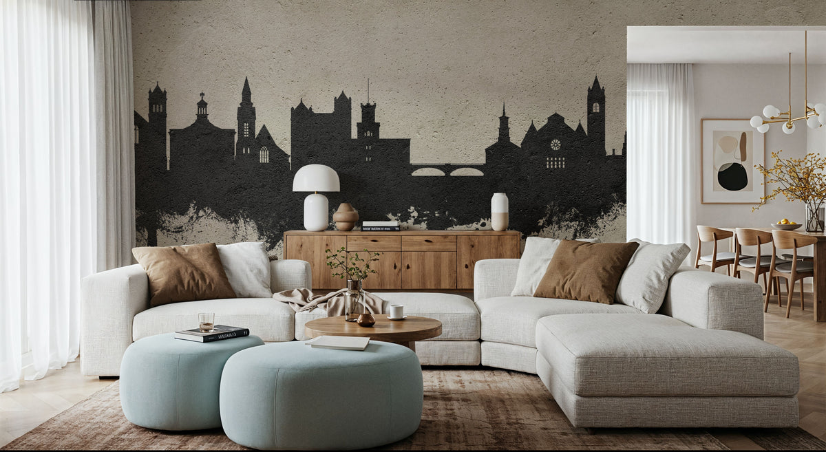 Nashua New Hampshire Skyline Concrete Mural Wallpaper - room preview 02