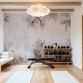 Cranes in a Field Purple Mural Wallpaper - room preview 02
