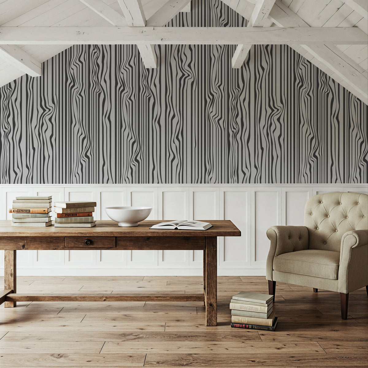Veneer Lines, Slate Mural Wallpaper - room preview 02