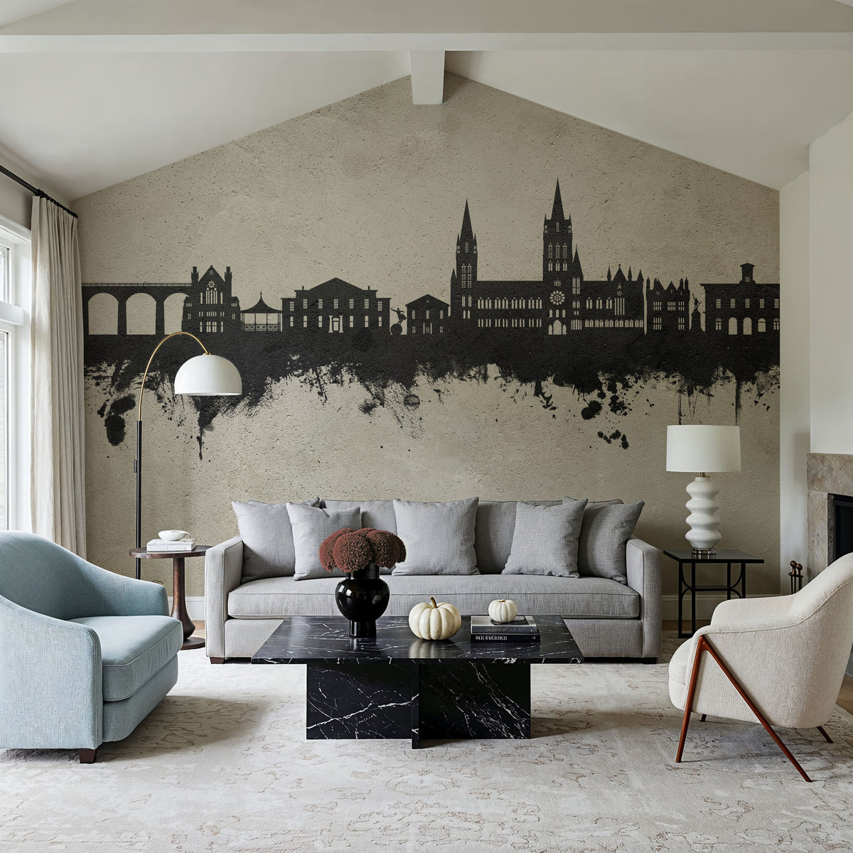 Truro England Skyline Concrete Mural Wallpaper - room preview 02