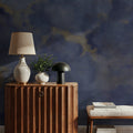 Painted Dreamy Clouds, Indigo Mural Wallpaper - room preview 02