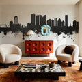 Fort Lauderdale Florida Skyline Black & White Mural Wallpaper - room preview 02